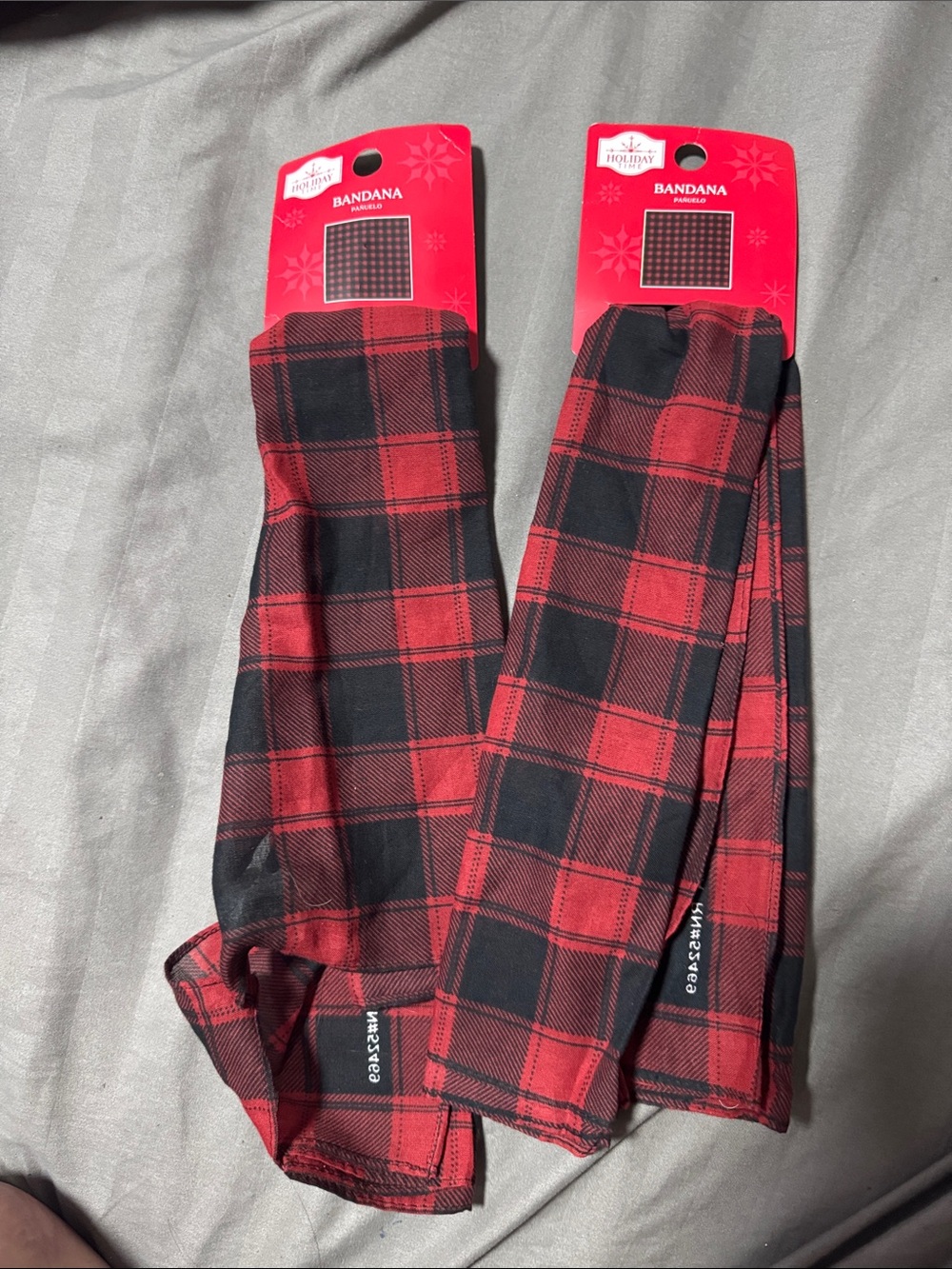 Holiday Time Red and Black Plaid Bandanas - Set of 2